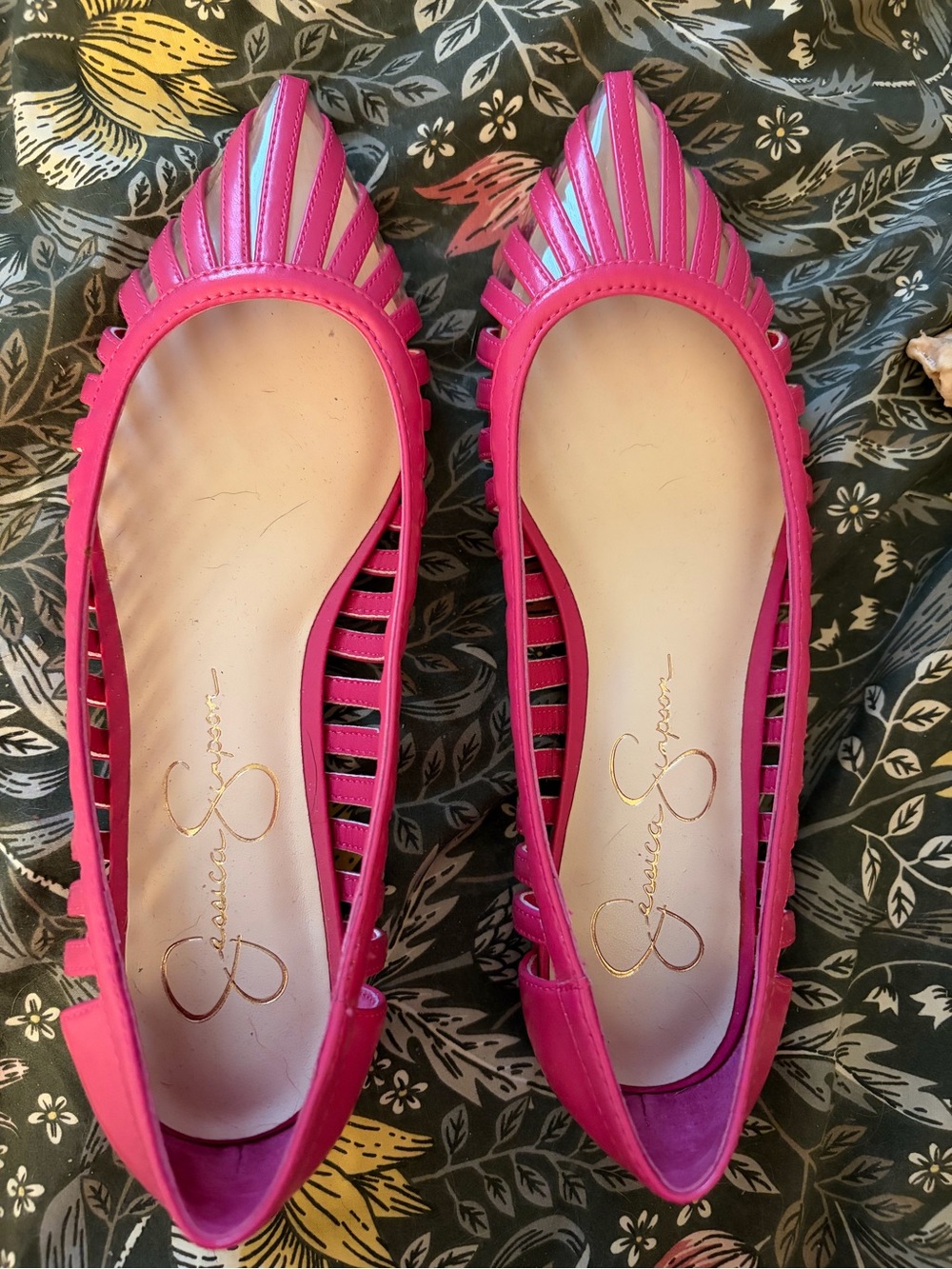 Jessica Simpson Hot Pink Pointed Cutout Flats